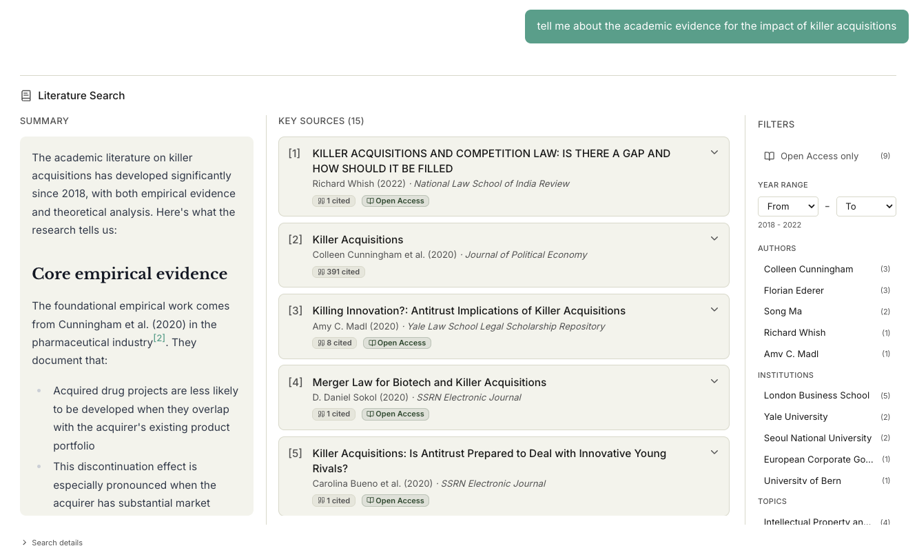 Literature search with ranked academic sources