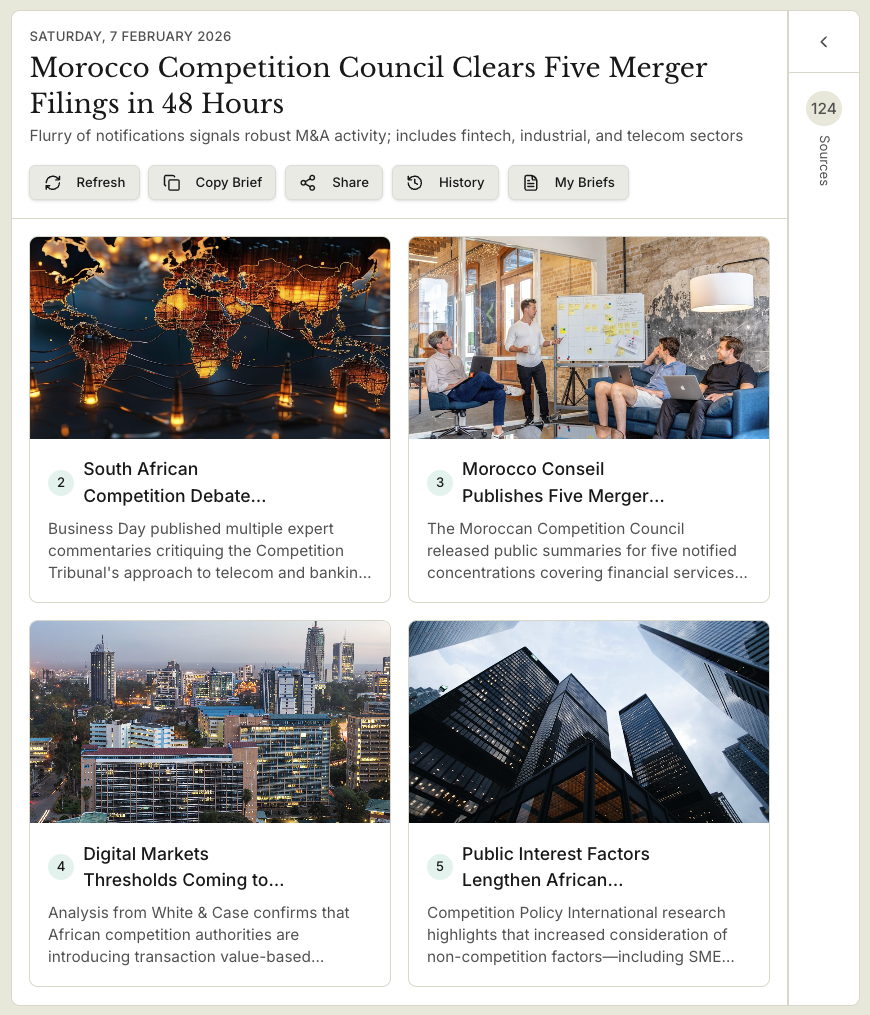 Daily competition briefings